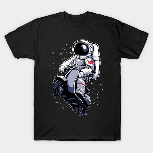 Astronaut Ridding Vespa In Space T-Shirt by Ken Asahvey